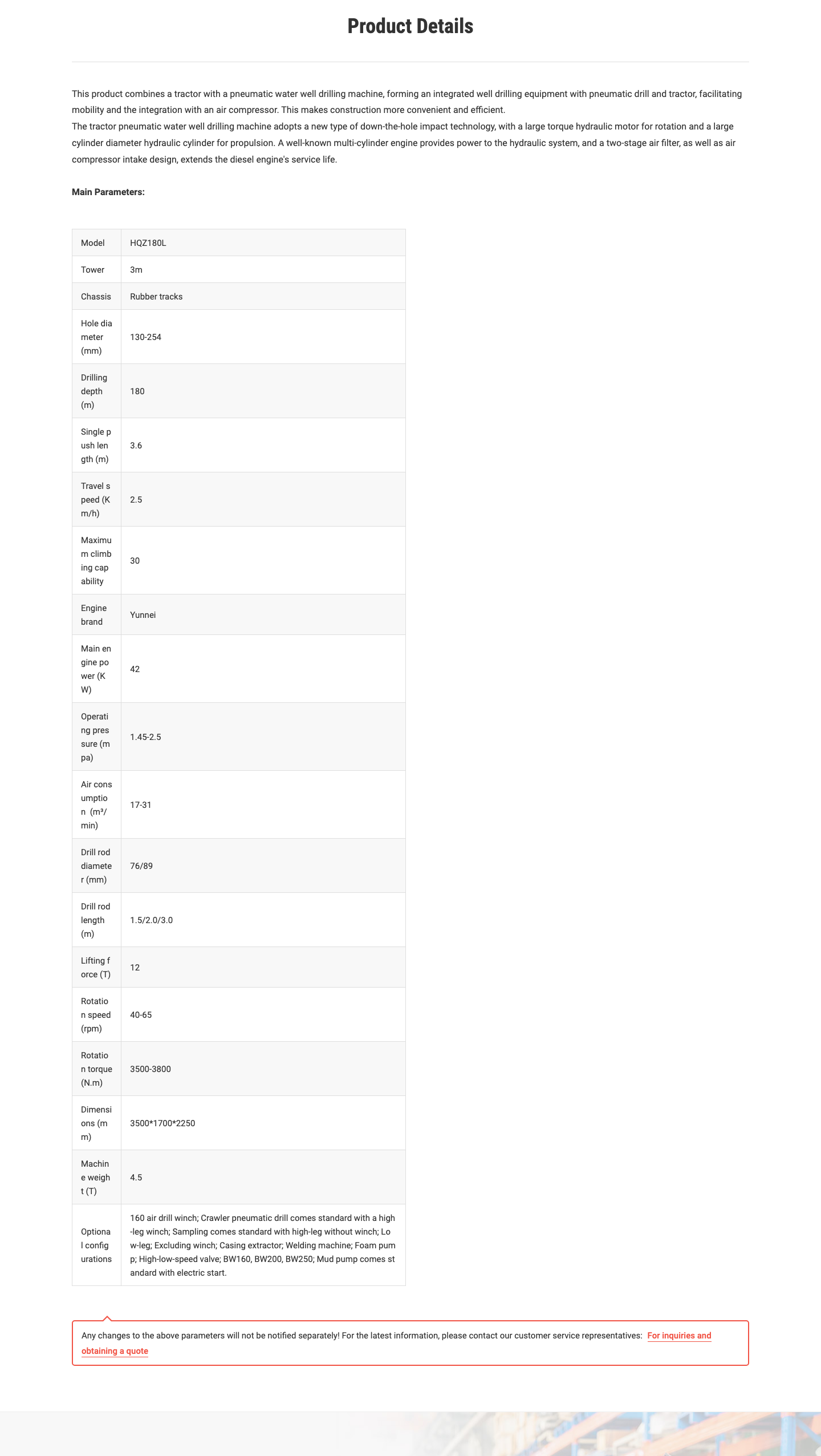HQZ180L original product parameters
